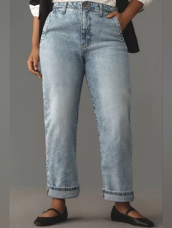 Anthropologie Denim - Anthropologie Pilcro Lonnie Cuffed Jeans Straight Leg Sz 27 High Rise Light Wash